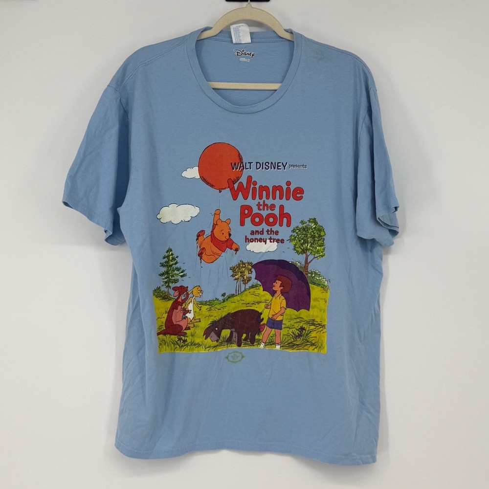 Disney Winnie the Pooh Honey Tree T Shirt Mens XL‎ Blue Cotton Graphic Tee
